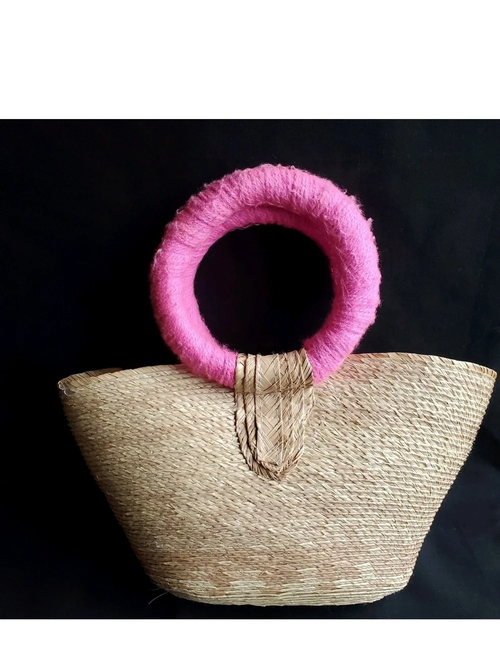 Fabulous Straw Purse With Homemade Crochet Peppa Pig Fairy Design Cute & Unique!